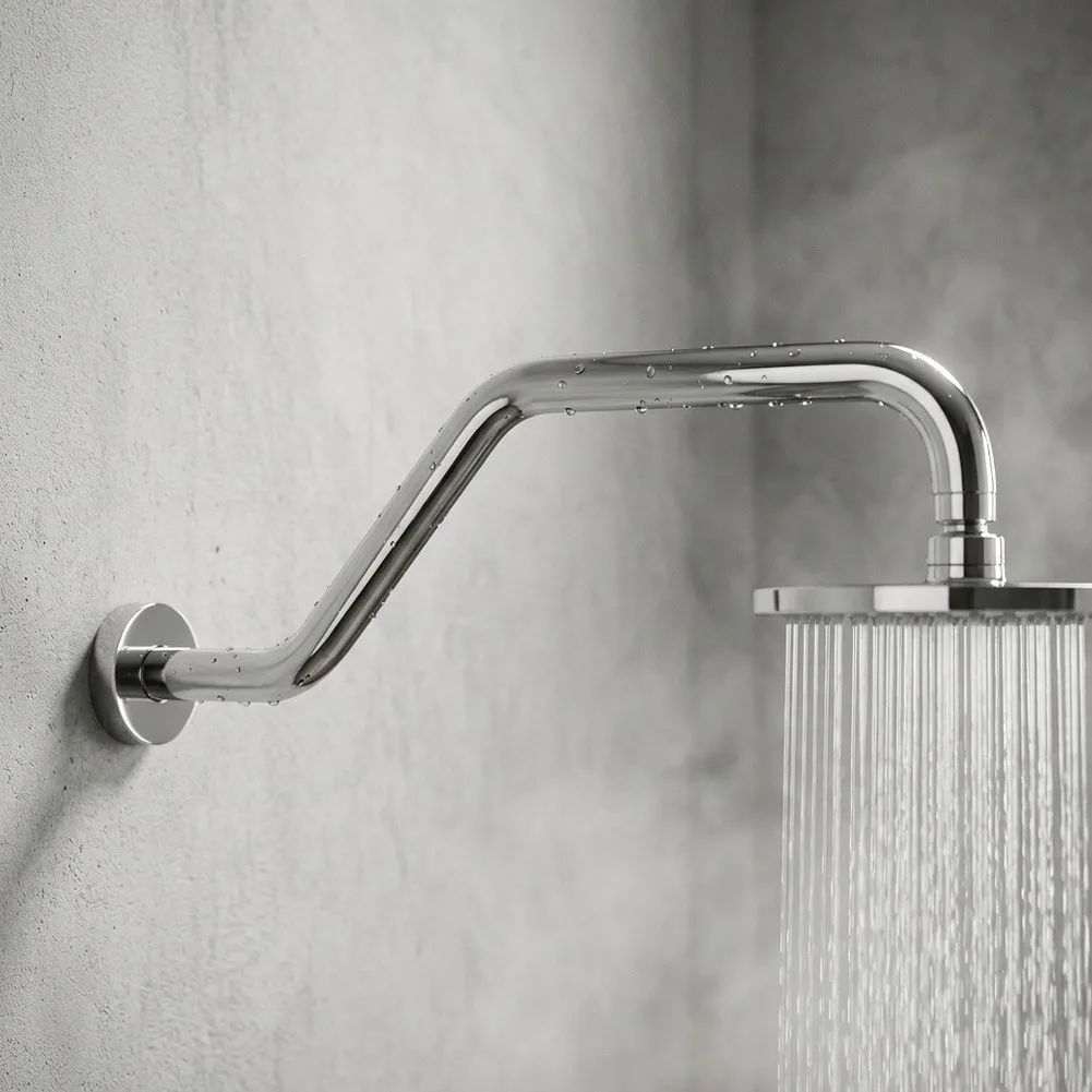 Irregular Shower Pipe 39*2*11cm Angled Shower Arm Solid Stainless Steel Build Anti-rust Material Wide Spray Coverage