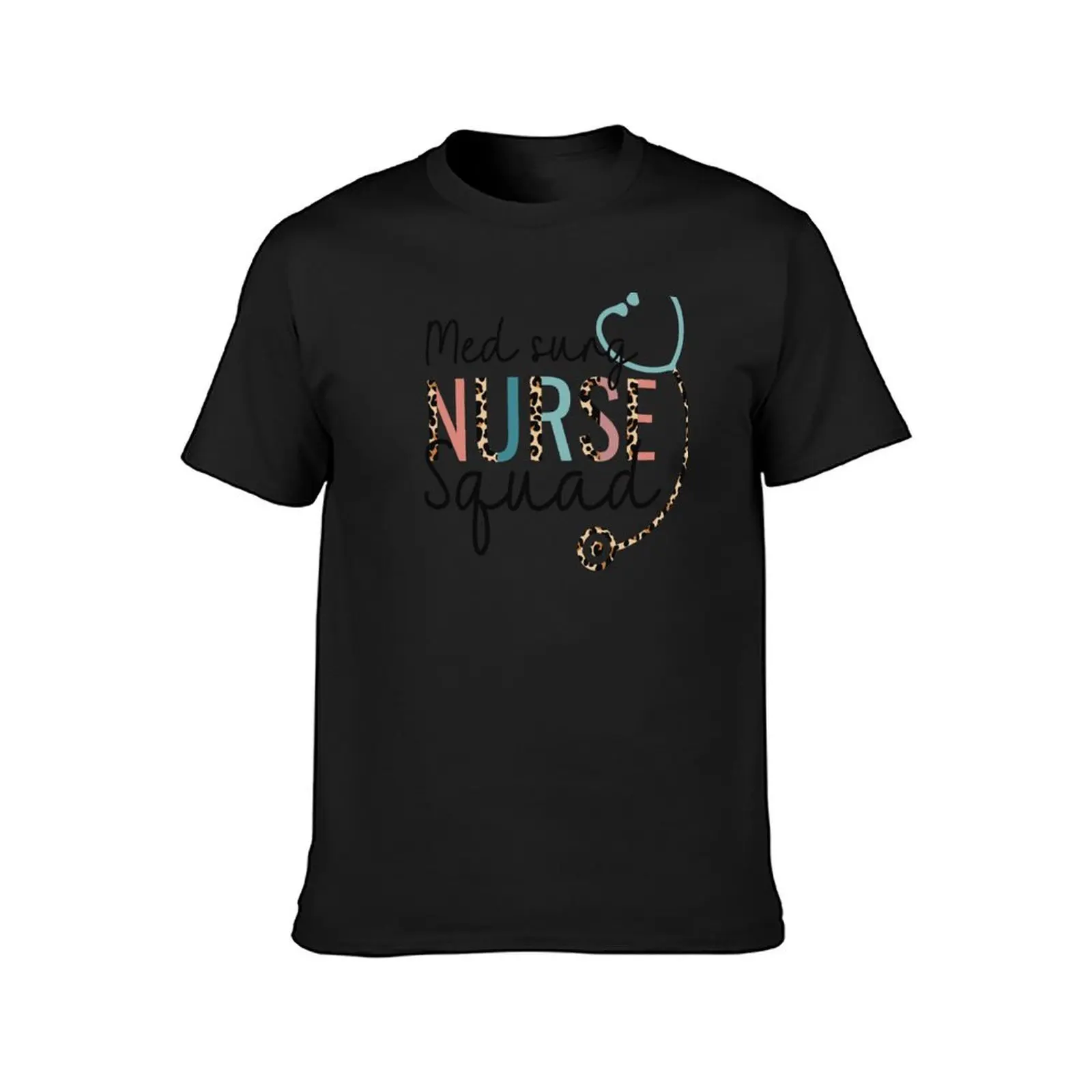 Med Surg Nurse Squad Leopard Stethoscope Heart T-Shirt Aesthetic clothing aesthetic clothes mens white t shirts