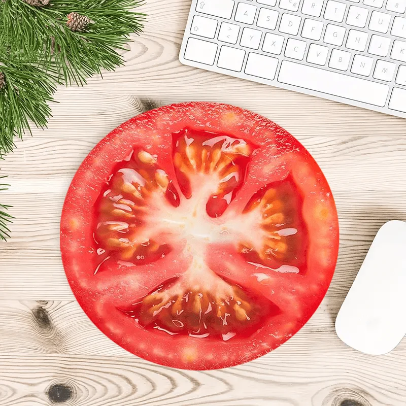 

Сочные ломтики томатов, дизайн, круглый коврик для мыши, нескользящая резиновая основа, портативный офисный настольный коврик, компьютерный ноутбук, аксессуары для ПК