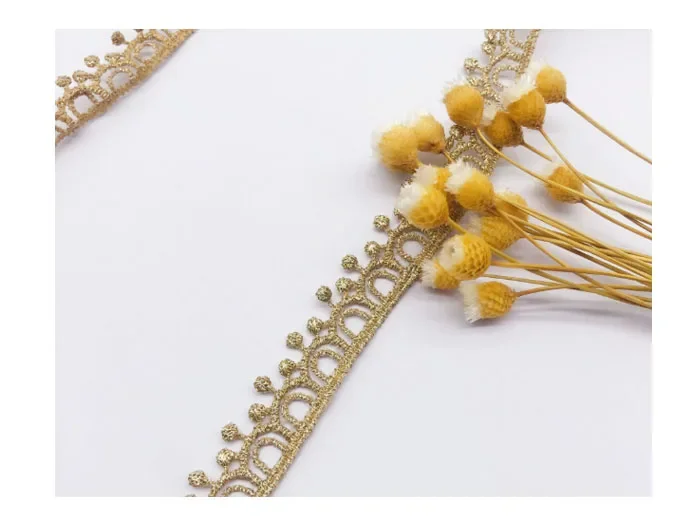 Width:1.2cm (0.48 Inch) Delicate Lace Gold Color Laces for Garment Sewing Decoration (ss-1007)