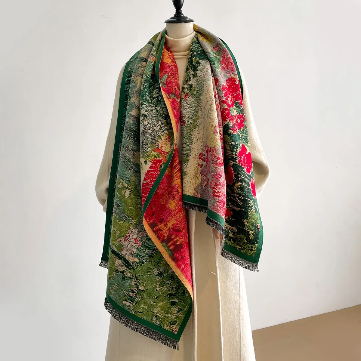 

Ladies Latest Style Winter Two-Sided Jacquard Imitation Cashmere Scarves Top Quality Thick Wrap Shawl Womens Faux Cashmere Scarf