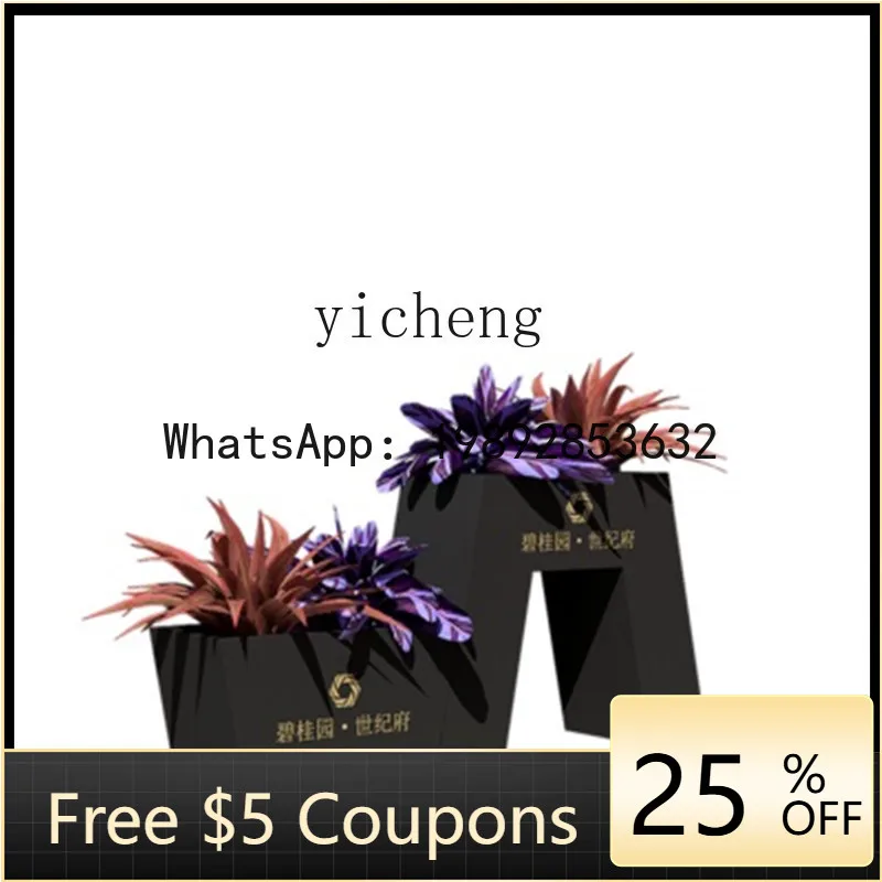 

FF Outdoor Flower Box Square Villa Courtyard Landscape Greening Flower Bed Stainless Steel Galvanized Sheet Flower Tray