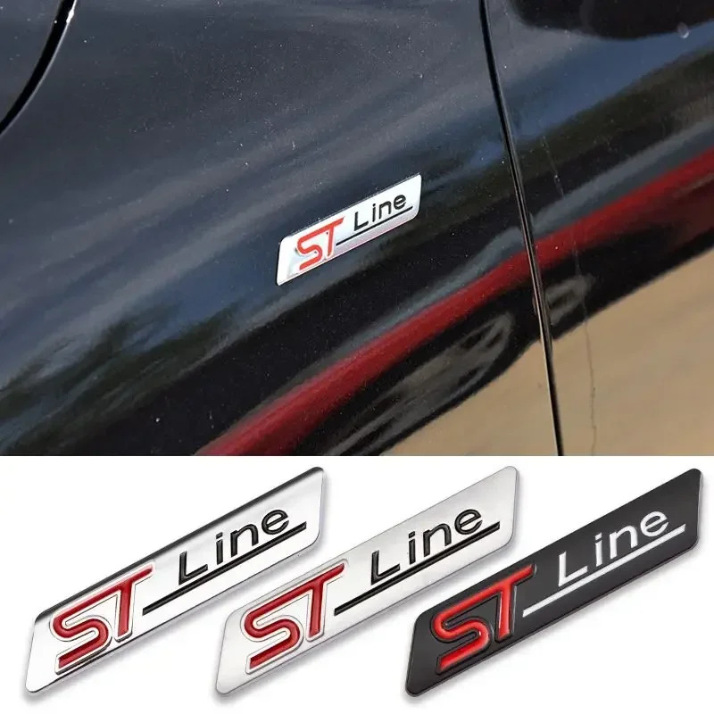 3D Metal ST Line Rear Trunk Badge Emblem Sider Fender Sticker dla Ford Stline Focus Fiesta Mondeo Ecosport Kuga ESCAPE