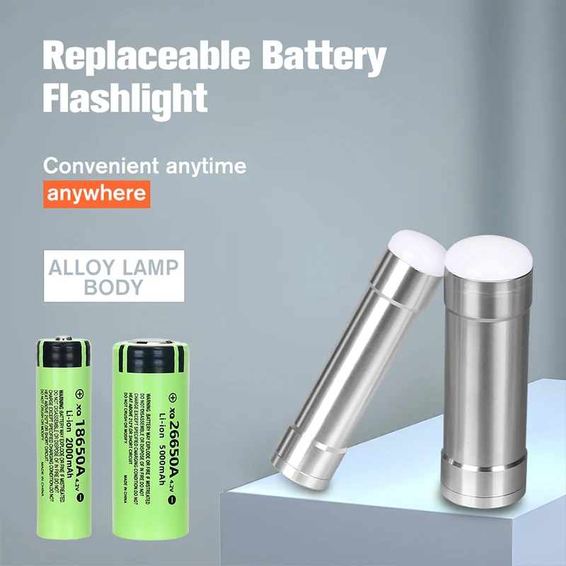 

Powerful Mini Led Flashlight Built in 26650 5000mAh Capacity Battery Protable Aluminum Working Torch for Outdoor Camping Lamp
