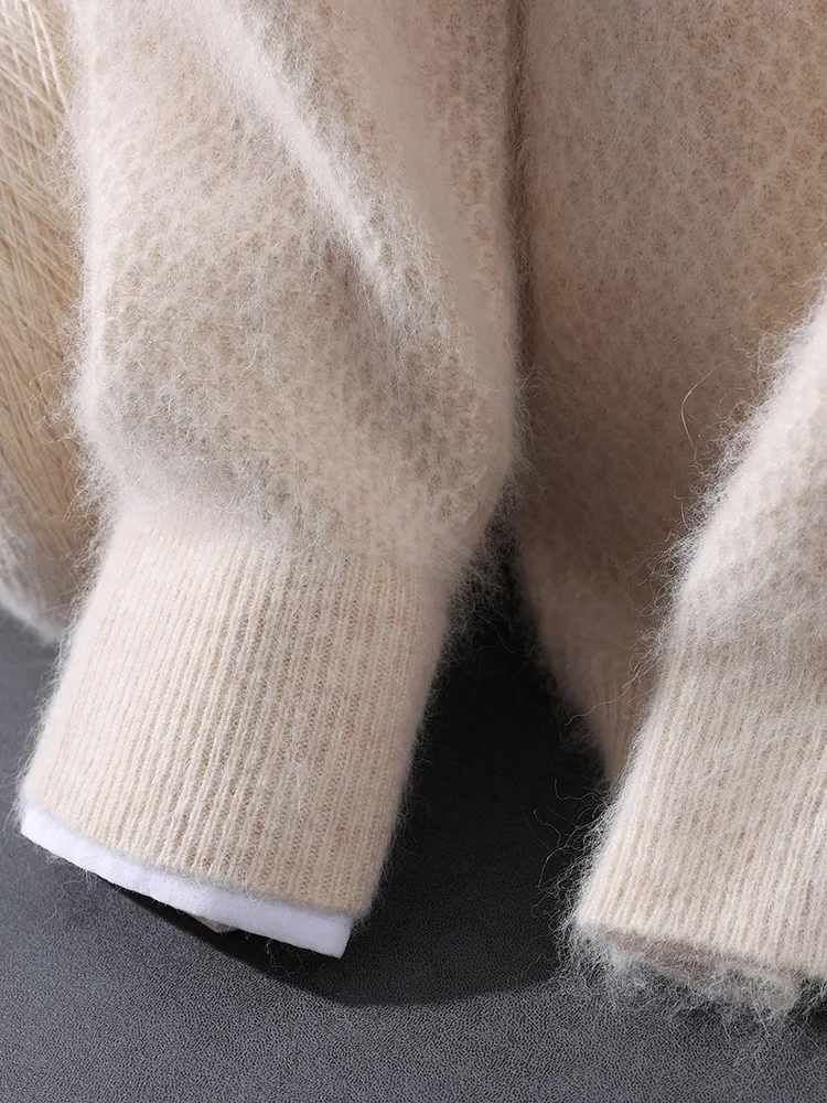 

TLOML Autumn Winter New Men's 100% Mink Cashmere Sweater O-Neck Solid Pullover Smart Casual Soft Warm Mink Cashmere Comfy Tops