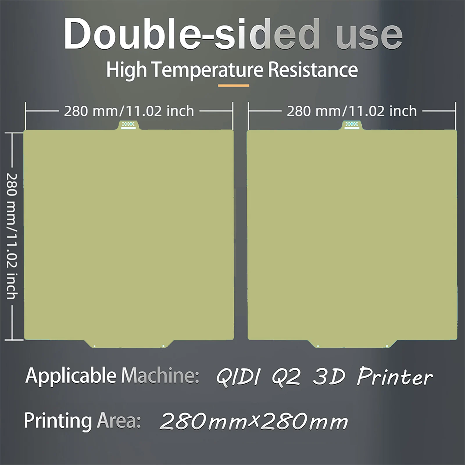 Upgrade PEI Pro Cold Build Plate 280*280mm For QIDI Q2 Combo High Viscosity Cool Plate Double Sided Printing 3D Printer Parts