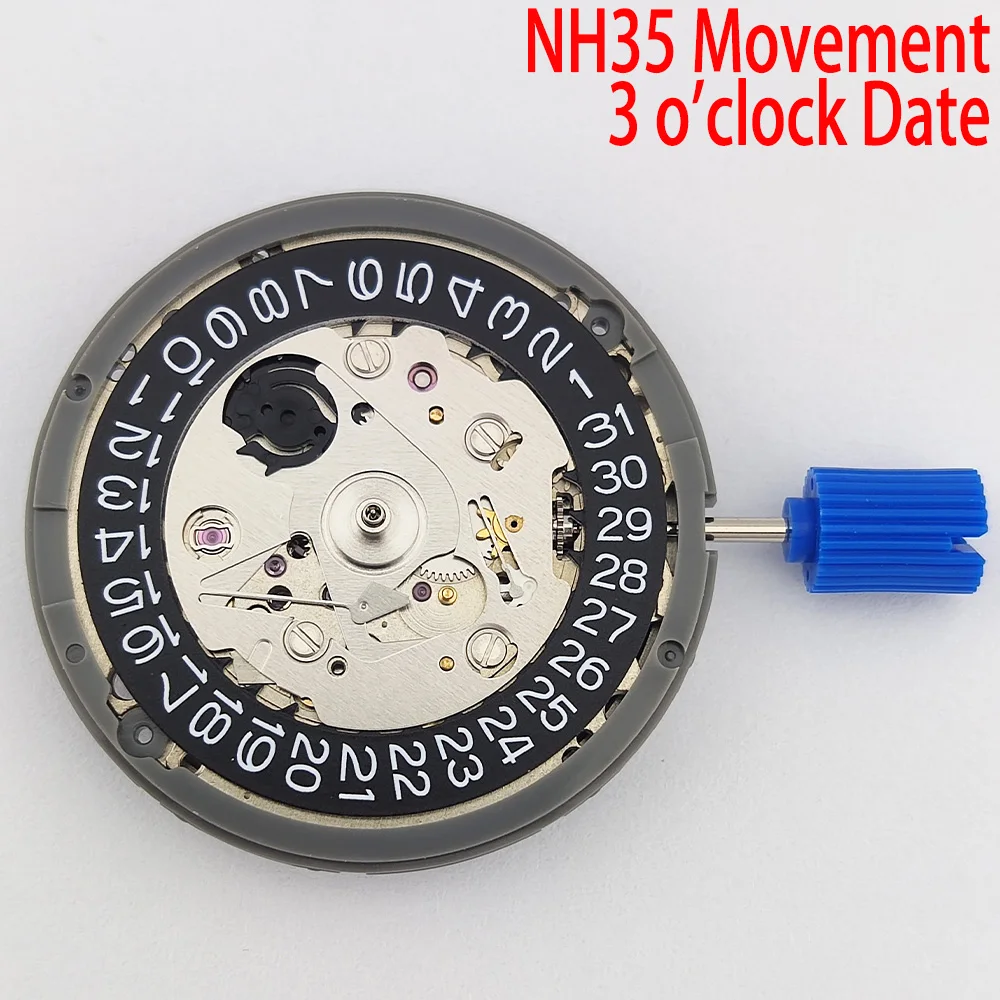 

NH35 Mechanical Movement 3 o'clock Crown Black Date Automatic Watch Movt Replace Kit High Accuracy Japan Original NH35 Movement