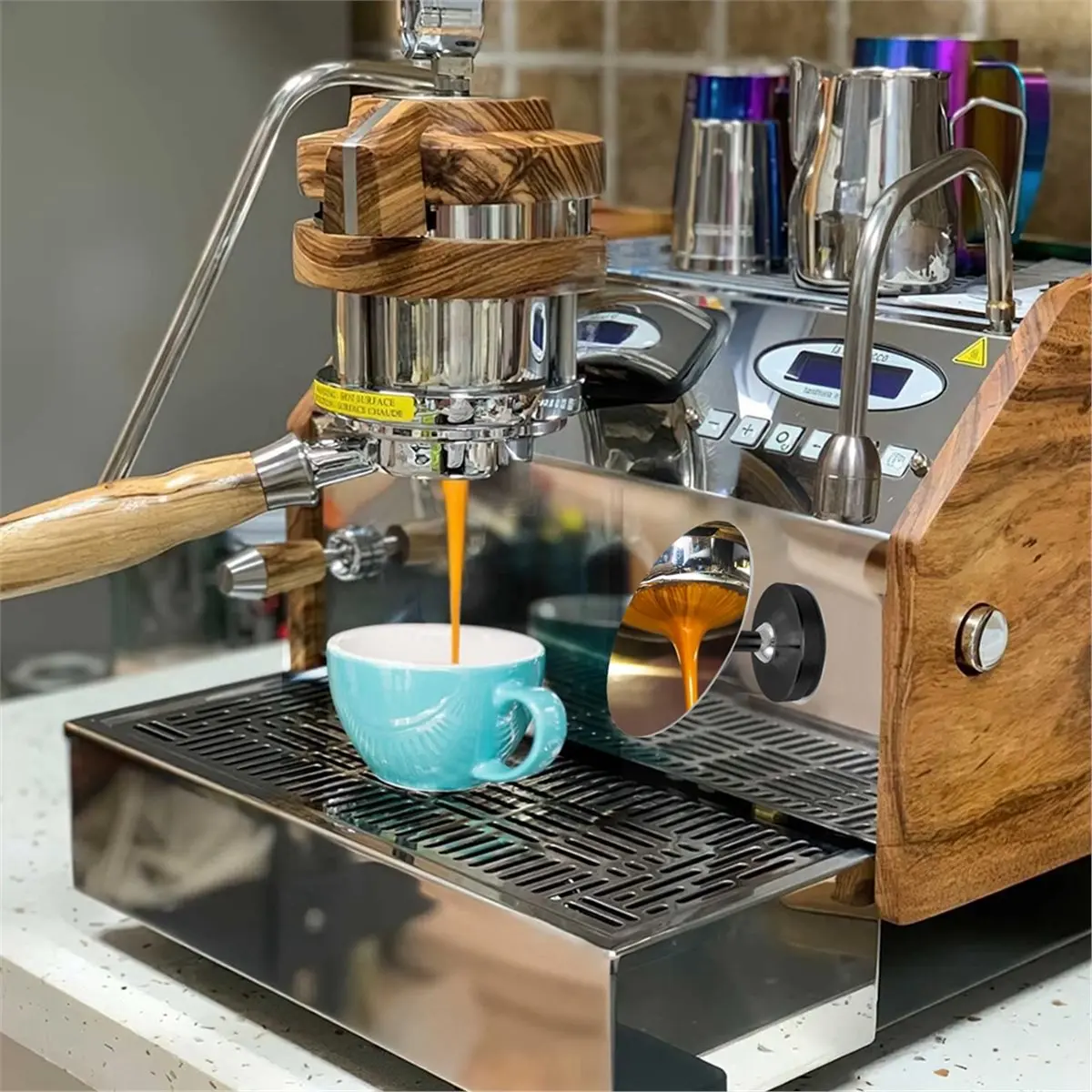 AA14 Coffee Extraction Observation Mirror Stainless Steel Reflector Magnetic Base Multi Directional Rotating Coffee Extractor