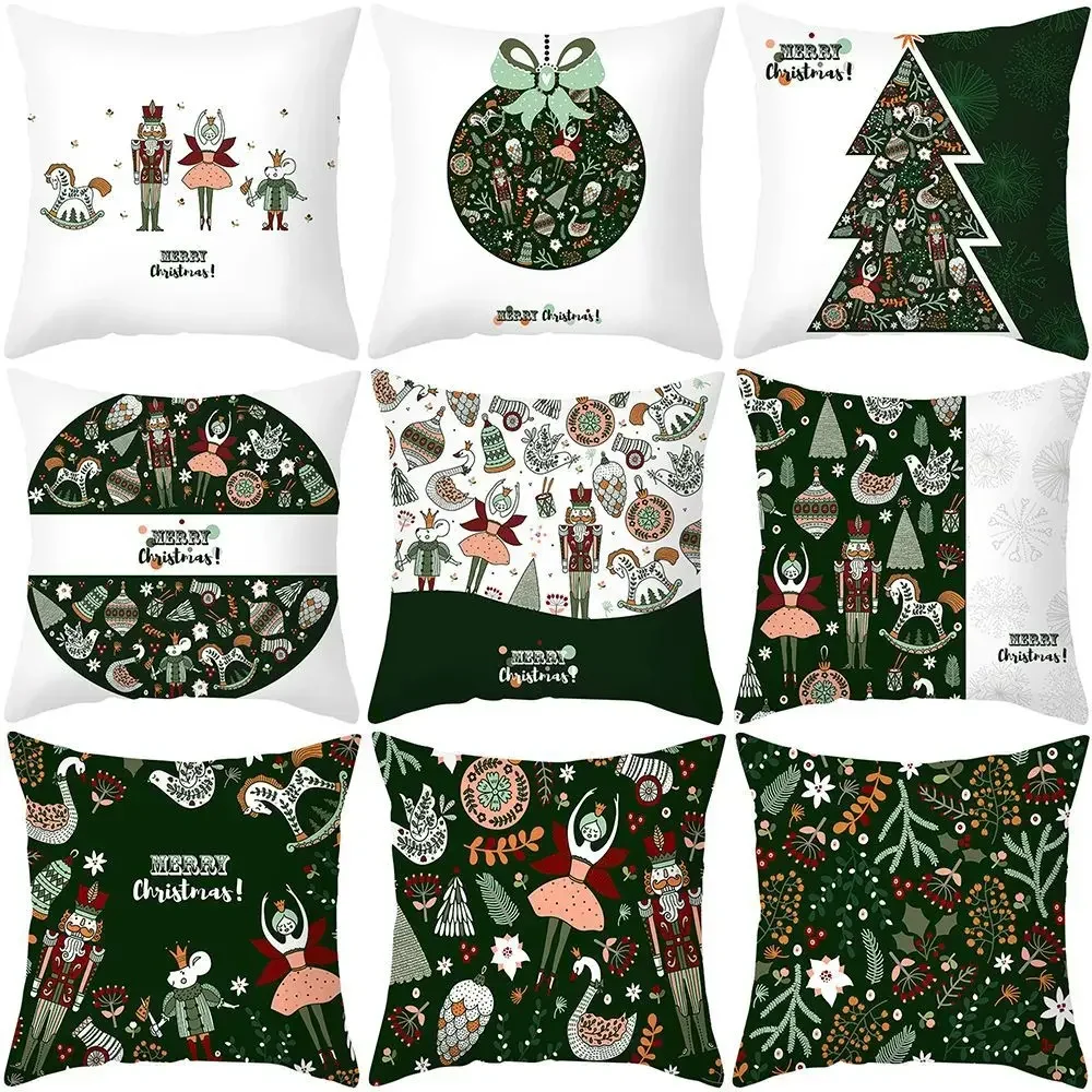 Christmas Pillowcase  Tree Fairy Tale Nutcracker   New Year Sofa Car Cushion Cover Customizable