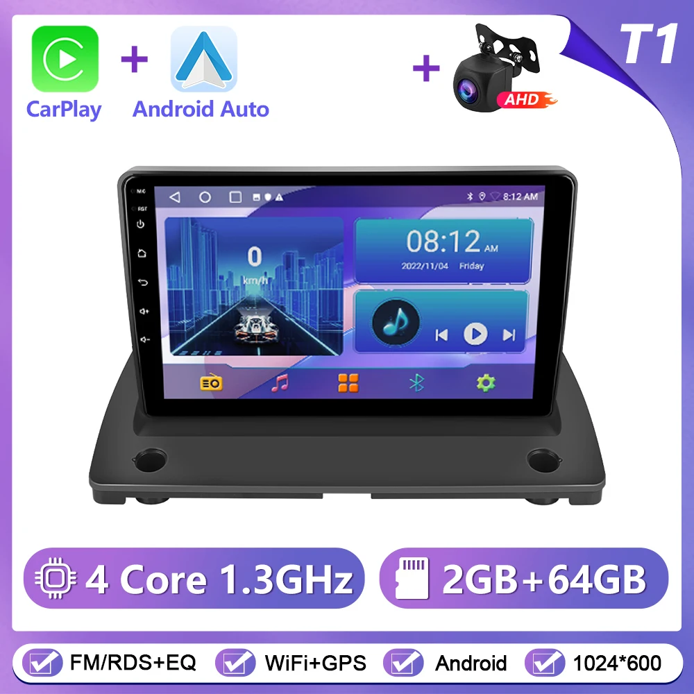 Podofo Draadloze CarPlay Android Auto Autoradio voor VOLVO XC90 2004-2013 GPS Navigatie 2Din Multimedia Autoradio stereo