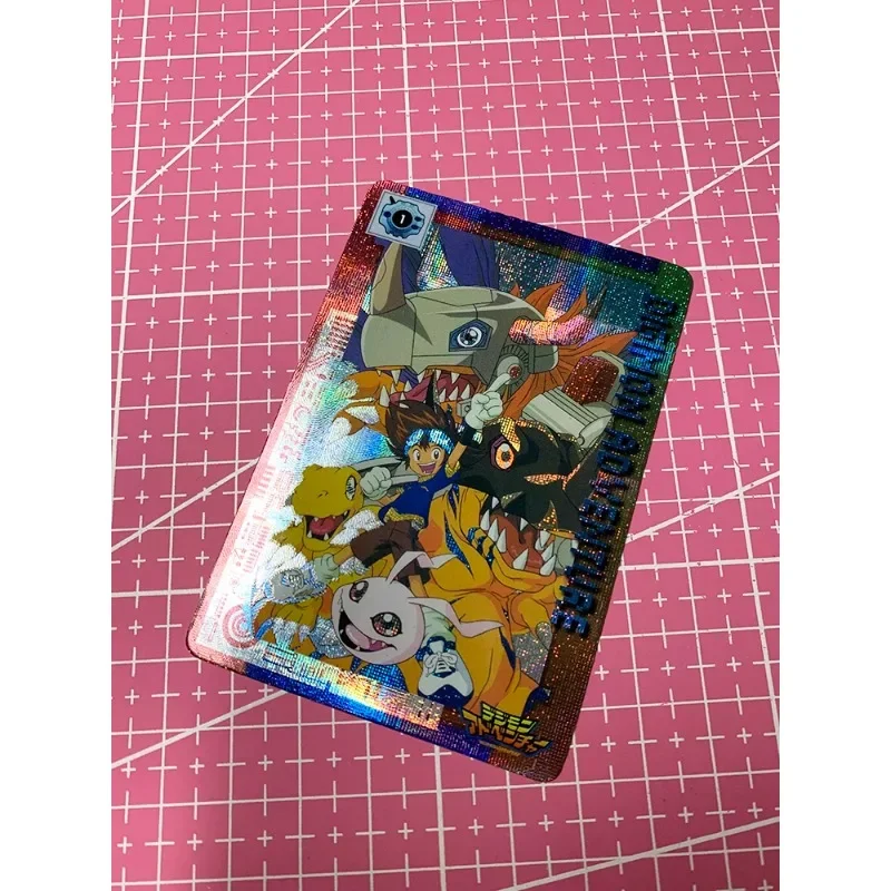 9PCS/SET Digimon Adventure Metal Greymon Were Garurumon Self Made Refraction Flash Card Anime Classics Game Collection Cards Toy