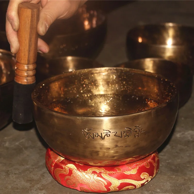 Tibetan Meditation Full Moon Singing Bowl Nepal Handmade Professional OM Sound Bronze Bowls SoundTherapy Buddha Chakra Bowl