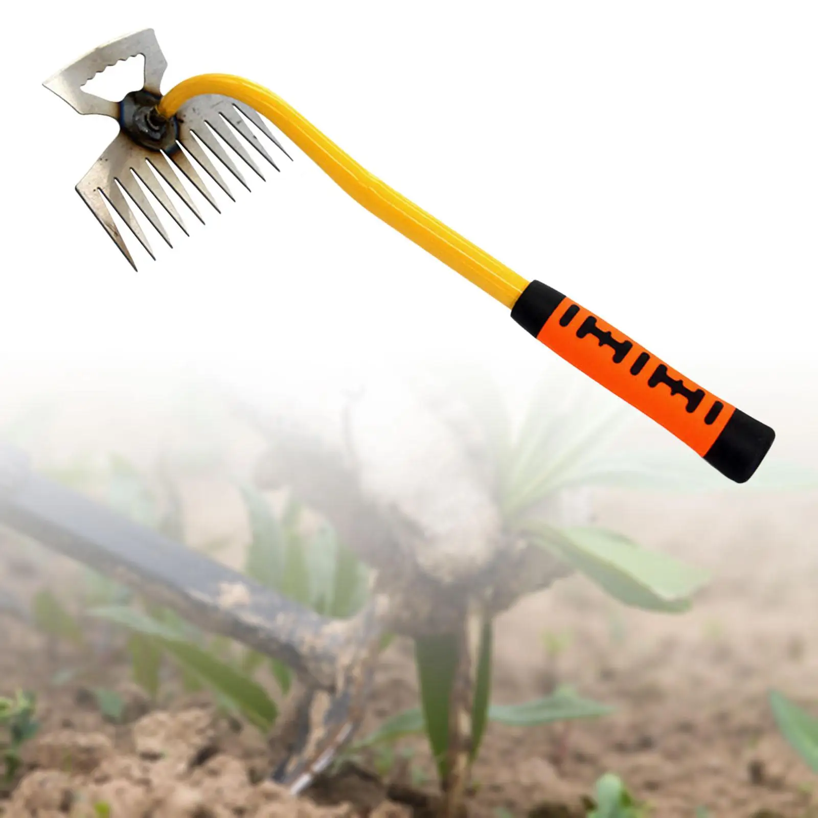 Loosening Soil Weeder with Ergonomic Rubber Handle Garden Weeder Weeding Removal Rake for Lawn Weeding Yard Planting Garden