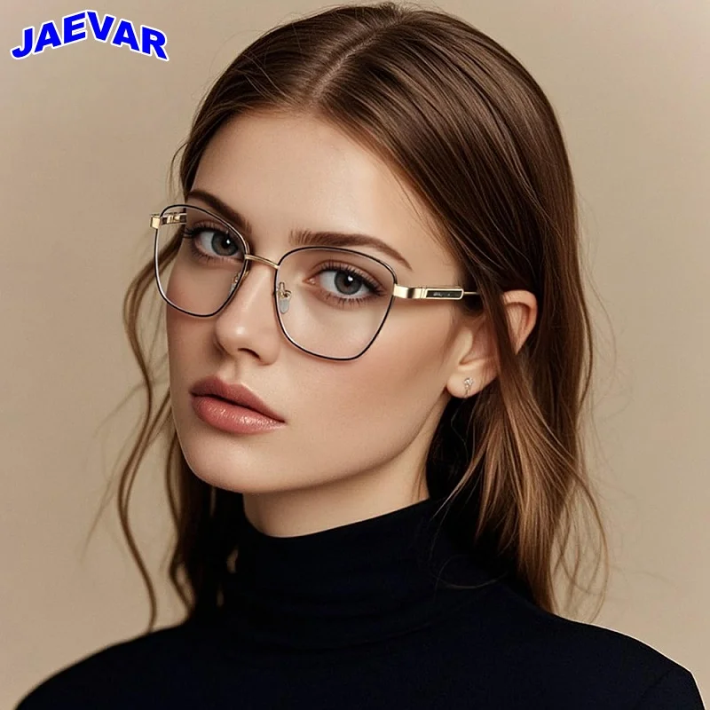 

JAEVAR New Metal Eyeglass Frames Vintage Cat-Eye Women's Glasses Frame Anti-Blue Light Optical Prescription Frame 78004