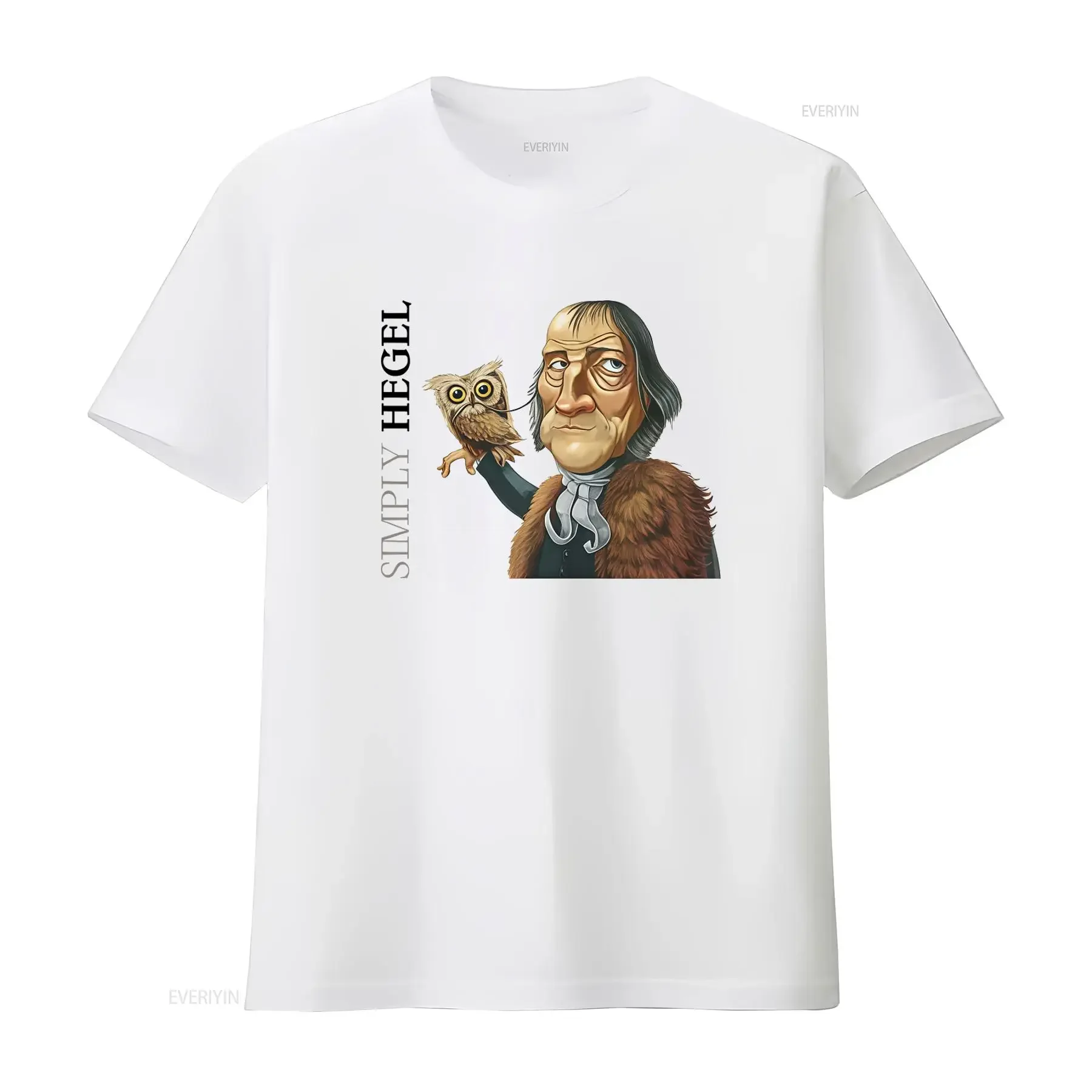 Camiseta Georg Hegel de algodón ultrafino con ilustración artística de búho, estilo vintage, lavado, gráfico, streetwear, informal