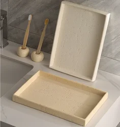 Travertine Aromatherapy Tray with Holes, Jewelry Storage Tray, Bathroom Countertop Shelf, Natural Marble Decorative Tray
