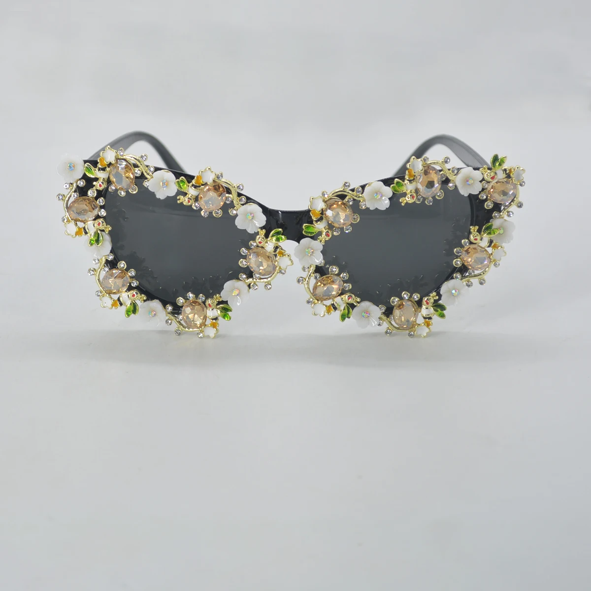 Holiday Style Retro Baroque Flower Sunglasses Sunscreen Handmade Pottery Flower Concave Sunglasses