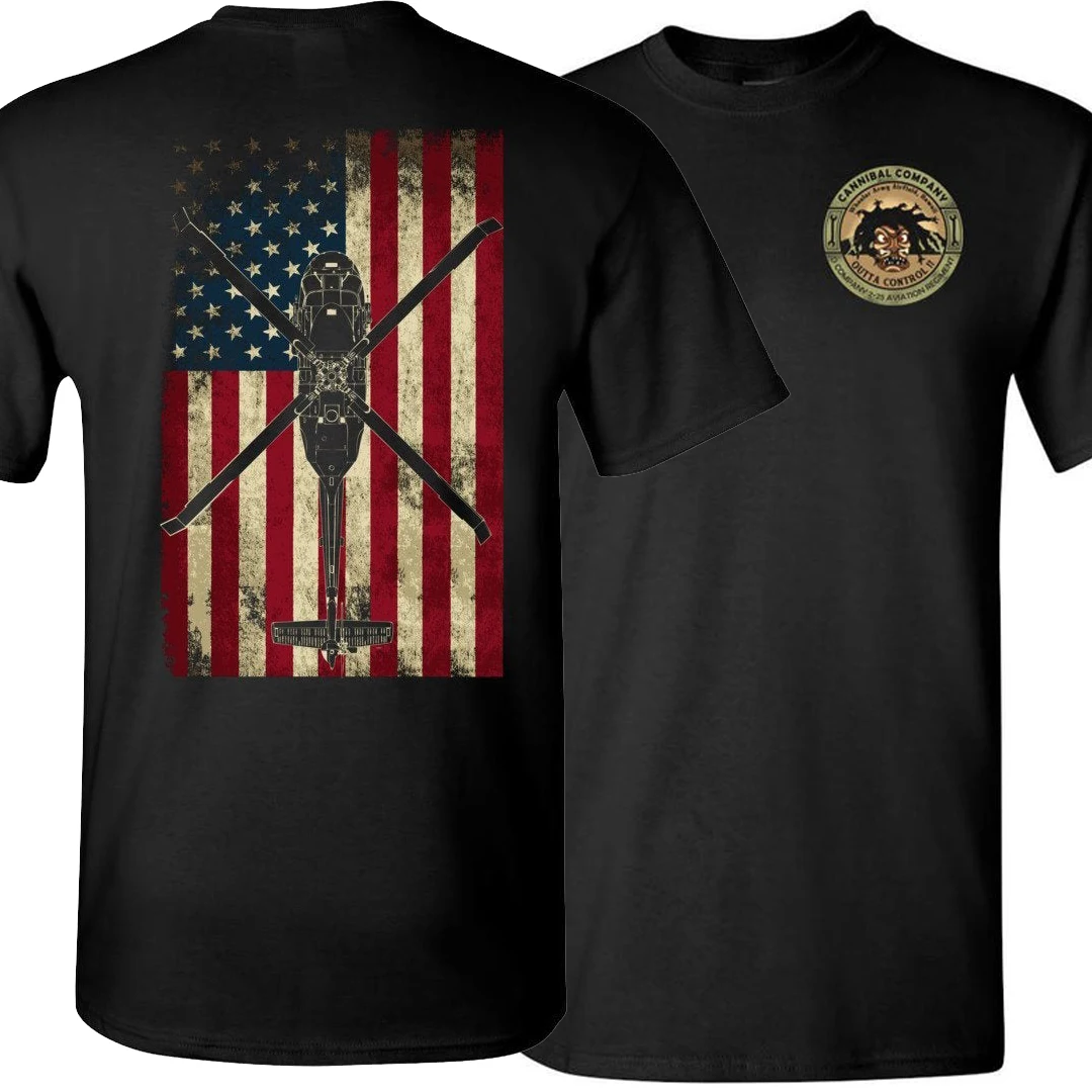 Vintage American Flag UH-60 Black Hawk Utility Helicopter T-Shirt. Summer Cotton Short Sleeve O-Neck Mens T Shirt New S-3XL