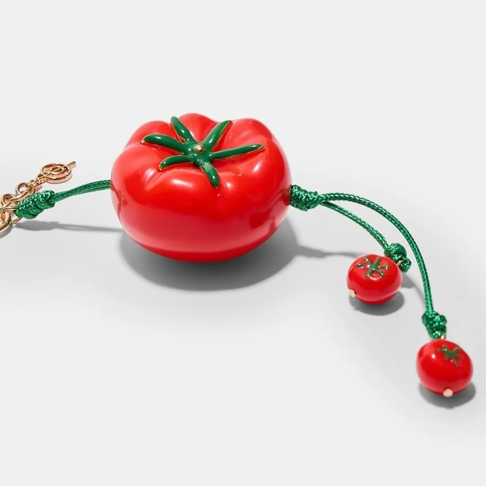 Schlüsselanhänger aus Legierungsmaterial, eleganter, süßer Schlüsselanhänger in Form von Früchten aus Harz, roter Tomaten-Herz-Handyanhänger, Autodekoration – Detail 6