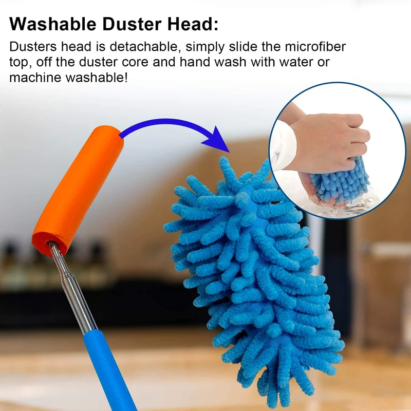 New Retractable Microfiber Duster Cleaning Brush Flexible Dust Cleaner Brush Cleaning Car Window Office Household Cleaning Tool