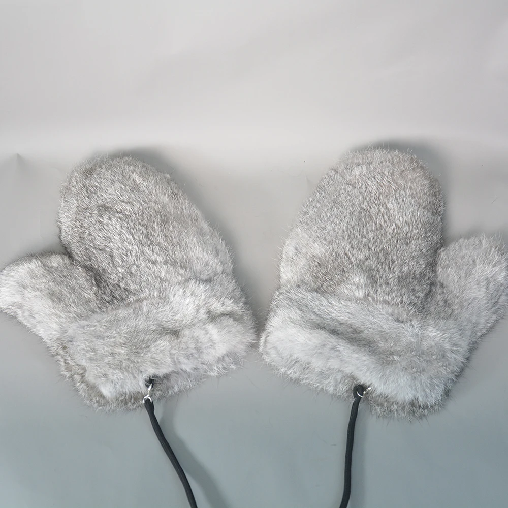 New Arrival Female Natural Rabbit Fur Gloves Knitted Warm Real Rabbit Fur Mittens Women Winter Outdoor Rabbit Fur Gloves