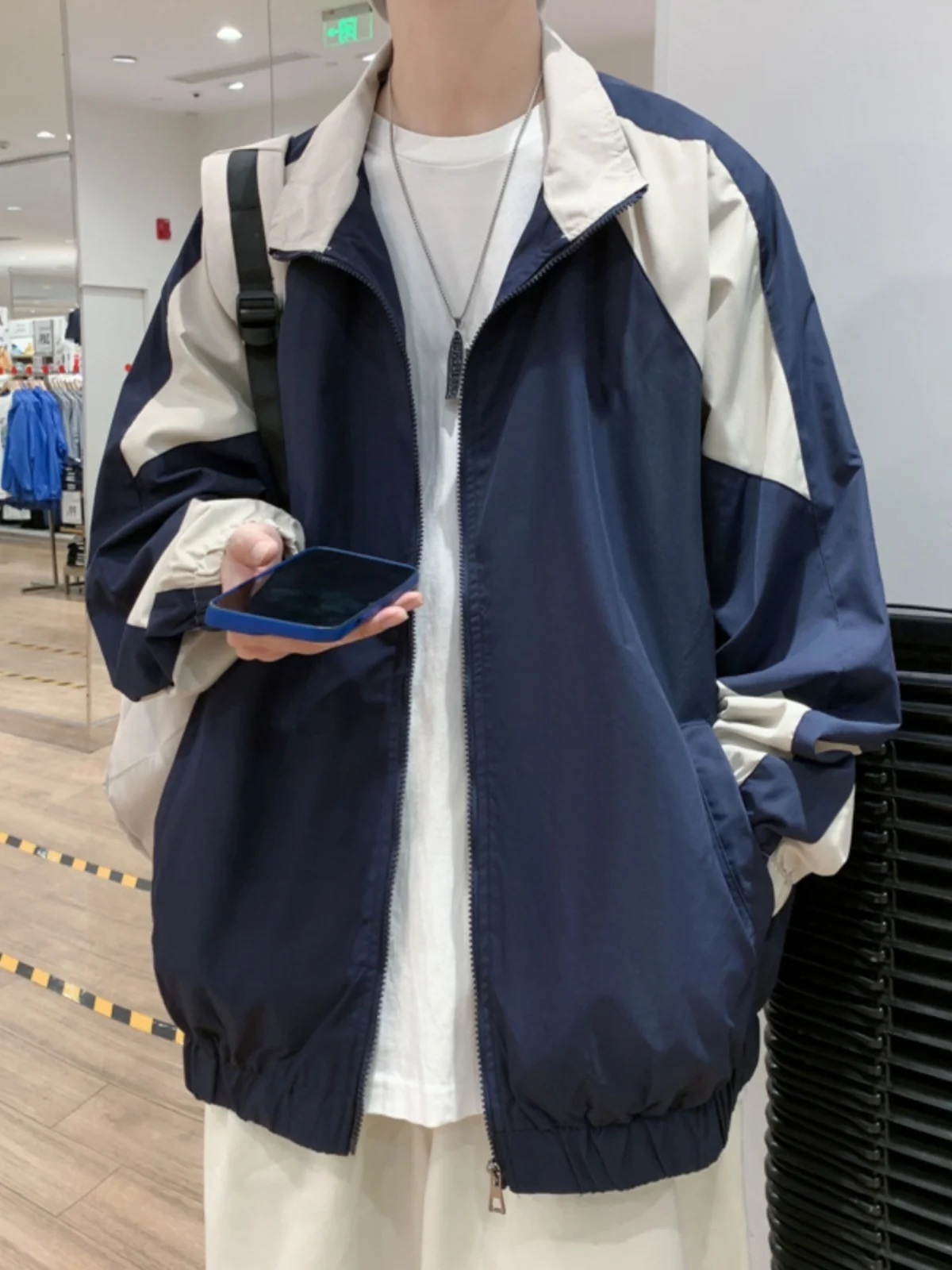 

Двухслойная мужская куртка с цветными вставками, весенне-осенняя, повседневная, спортивная, молодежная, модная, свободного кроя, верхняя одежда для студентов