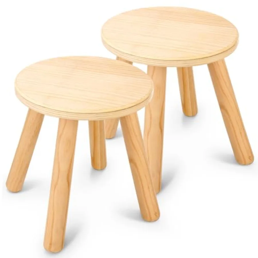 

Wooden Step Stools for,10 Inch Solid Chairs Perfect Matched Sensory Table, Multi-Purpose Sitting Stool for Playroom Bathroom Na