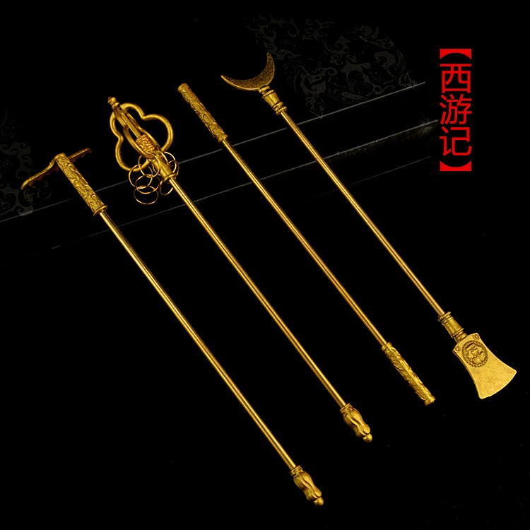 

1/12 Miniature Weapon Golden Hoop Stick Nine-tooth Nail Rake Sun And Moon Shovel Model Toys Fit 6'' Action Figure In Stock