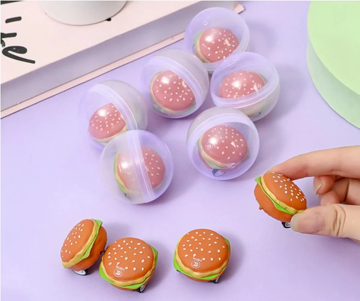 50mm Capsule Gacha Ball  Kids Toy Ball Hamburger Pull Back Car Gacha Toy