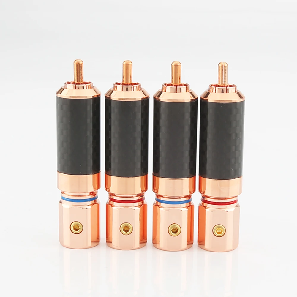 

4pcs CF610 High quality Rose Gold Plated RCA Audio Plug Connector Hifi Screw Locking RCA Plug