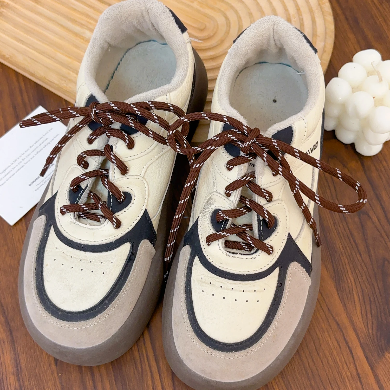 100cm Vintage Shoelaces Round Colorful Flat Leather Shoelaces Combination DIY Canvas Sports Shoes Casual Individual Shoes Laces