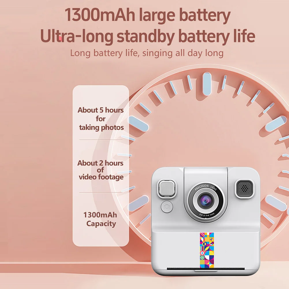 Instant Print Camera 2.4-inch IPS Printing Thermal Paper Toys Camera 2400W HD 1300mAh Outdoor Travel Camera For Kids Learning