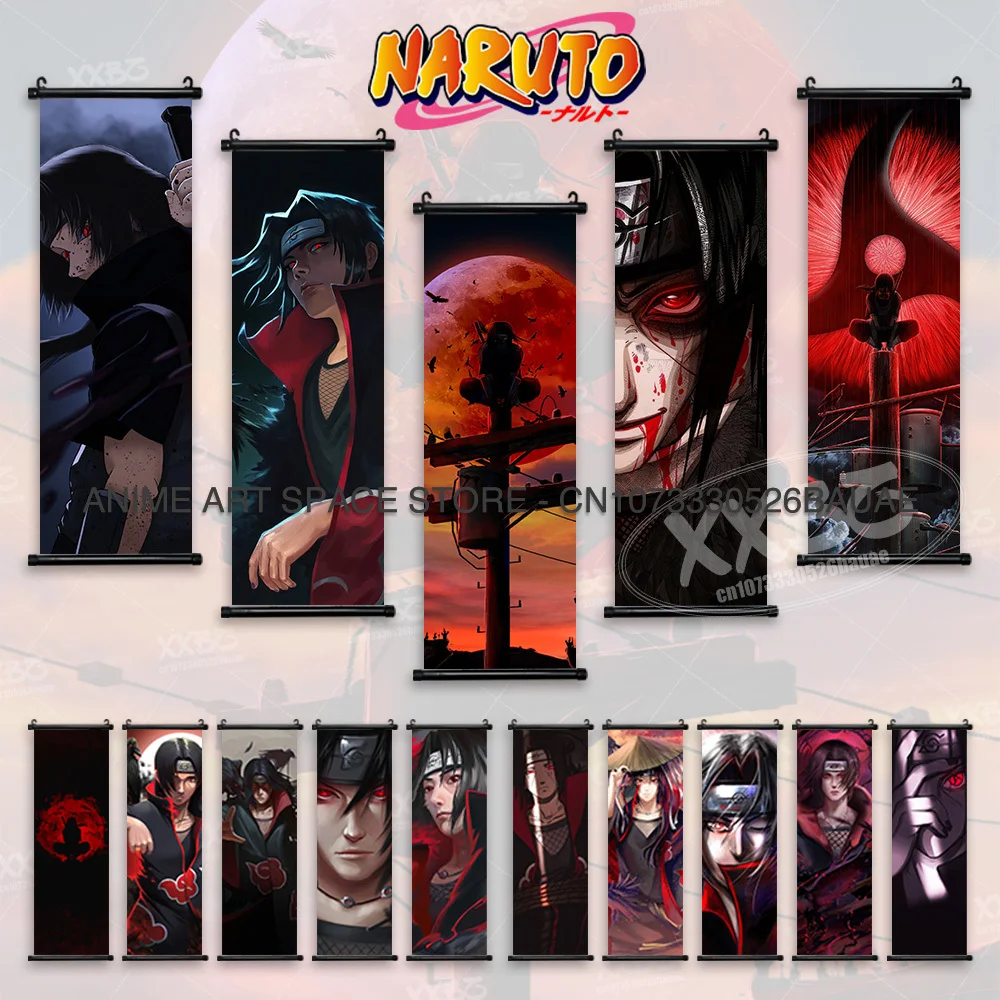 

Naruto Hanging Painting Anime Poster Itachi Uchiha Figures Scroll Pictures Canvas Home Decor Cartoon Bedside Background Wall Art