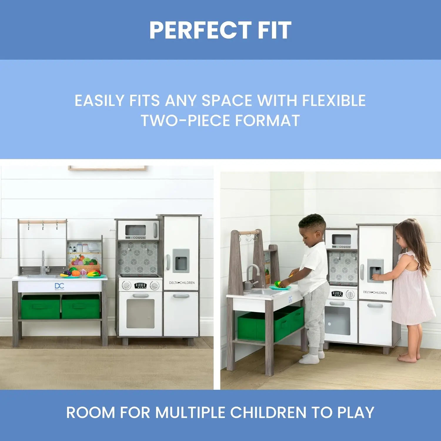 Gourmet All-in-One Corner Play Toy, Playset de cozinha, fogão seguro e sem calor com luzes, forno, pia, geladeira e freezer