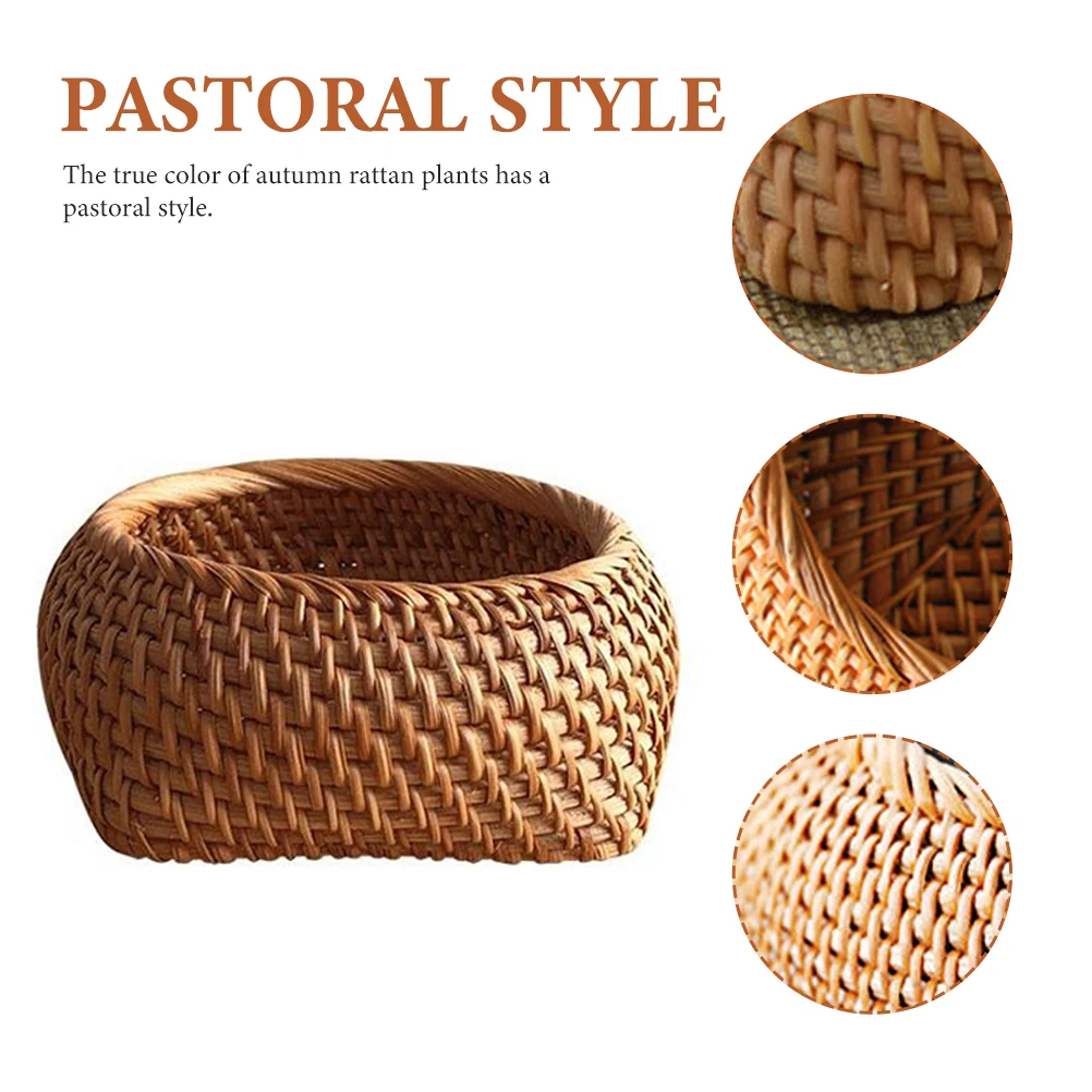 

Rattan Storage Box Dry Fruit Tray Tea Biscuit Holder Container Table Organizer Autumn Vines Serving