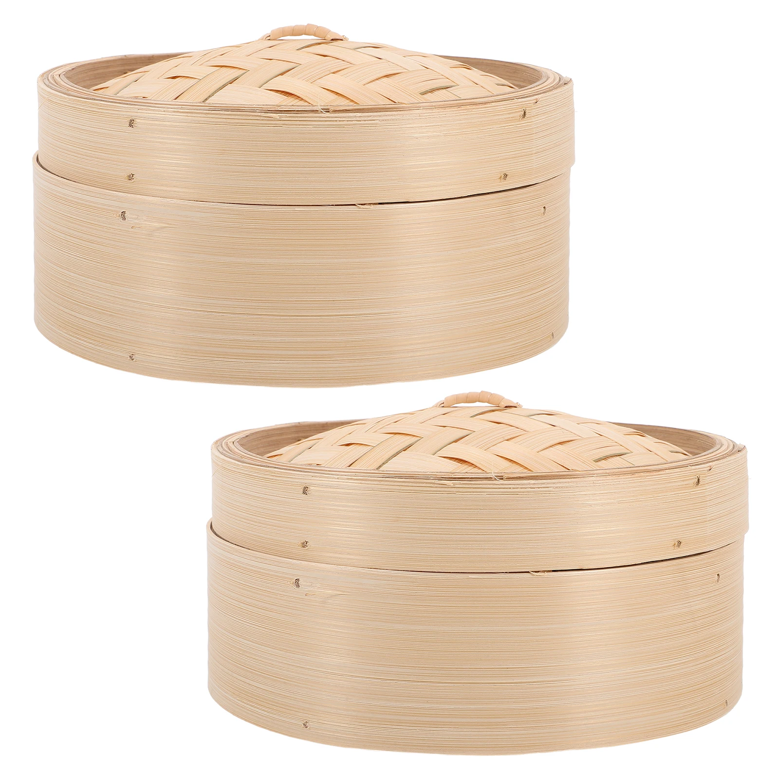 

2Pcs Bamboo Steamer Woven 8 Inch Cooking Tools Healthy Steamers Dim Sum Rice Cover 8 Inch Bamboo Steamers