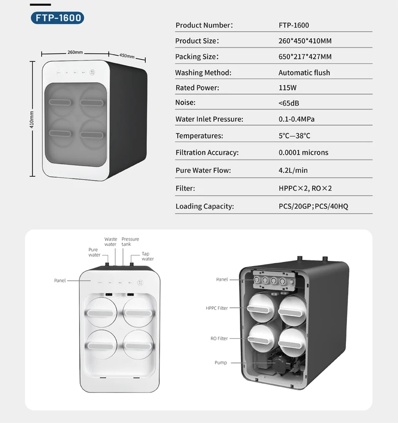 Smart 1600G 4 Stages RO Direct Drinking Water Dispenser With Filter System Water Purifier For Tap Underground Water Purifier