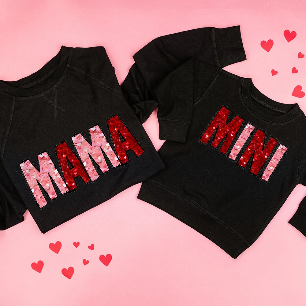 Traje a juego con estampado de Mama Mini para Familia, San Valentín, trajes a juego para mamá y niños, Jersey, sudadera, regalo de San Valentín