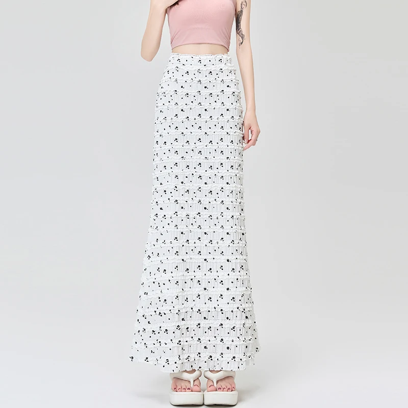 화이트 보우 타이트 바디콘 펜슬 스커트 여성 섹시 패션 탄성 워크 파티 피쉬테일 머메이드 롱 스커트