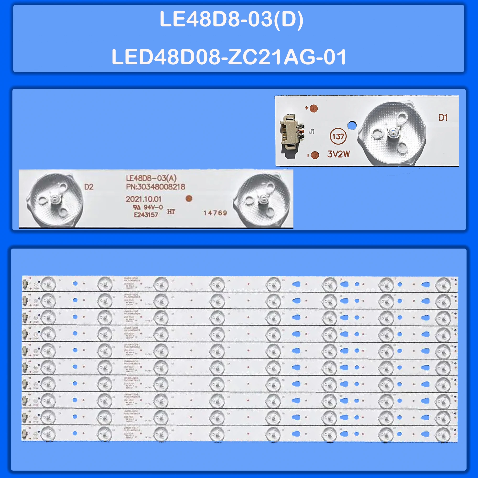 

LED backlight strip for LS48H310G LED48D8800 48UF2500 LE48U5000TF LE48B510F LE48G520N TF-LED48S39T2S PLE-4806FHD LS48H310G 48C6