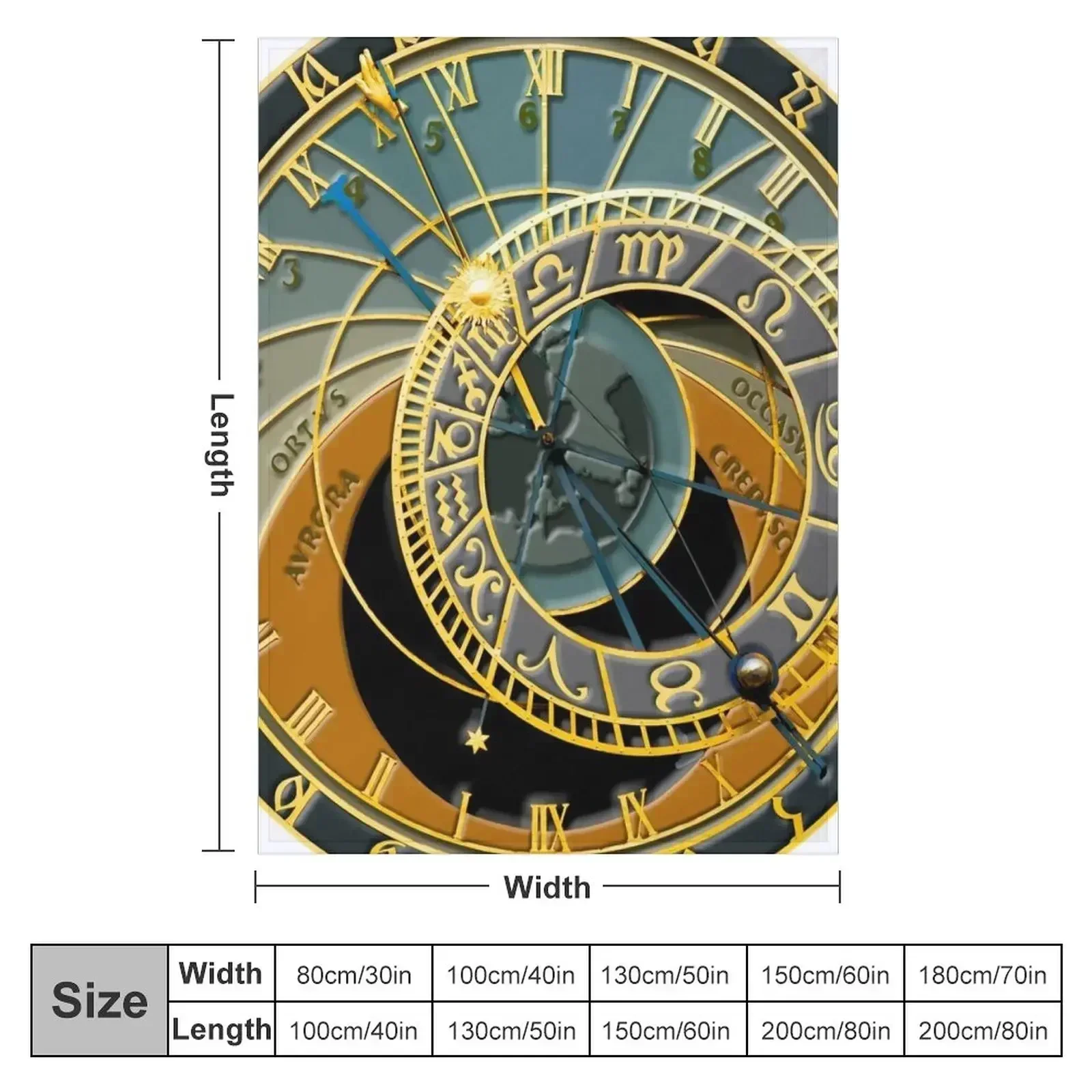 Prague Astronomical Clock 3D Throw Blanket Custom Retros Blankets