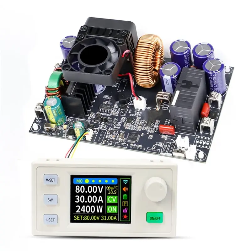 

AT93-XY8030S CNC DC Buck Converter 80V 30A 2400W MPPT Solar Charging CV CC Step-Down Module Color LCD Display