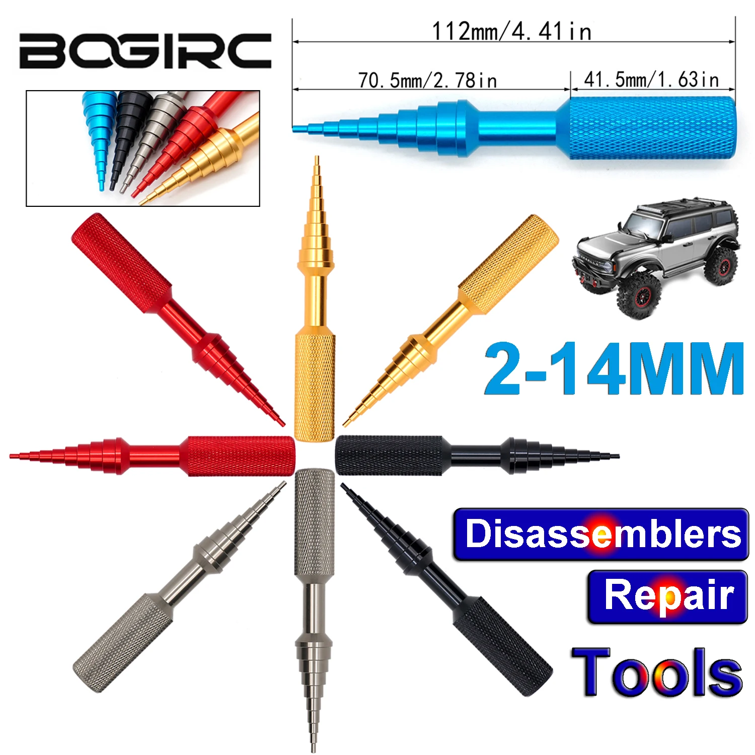 Dissolvant de roulements de voiture RC, outils de démontage 2-14mm, outils de réparation, extracteur, installateurs, ensemble d'outils manuels pour modèle de voiture RC, accessoire de bateau