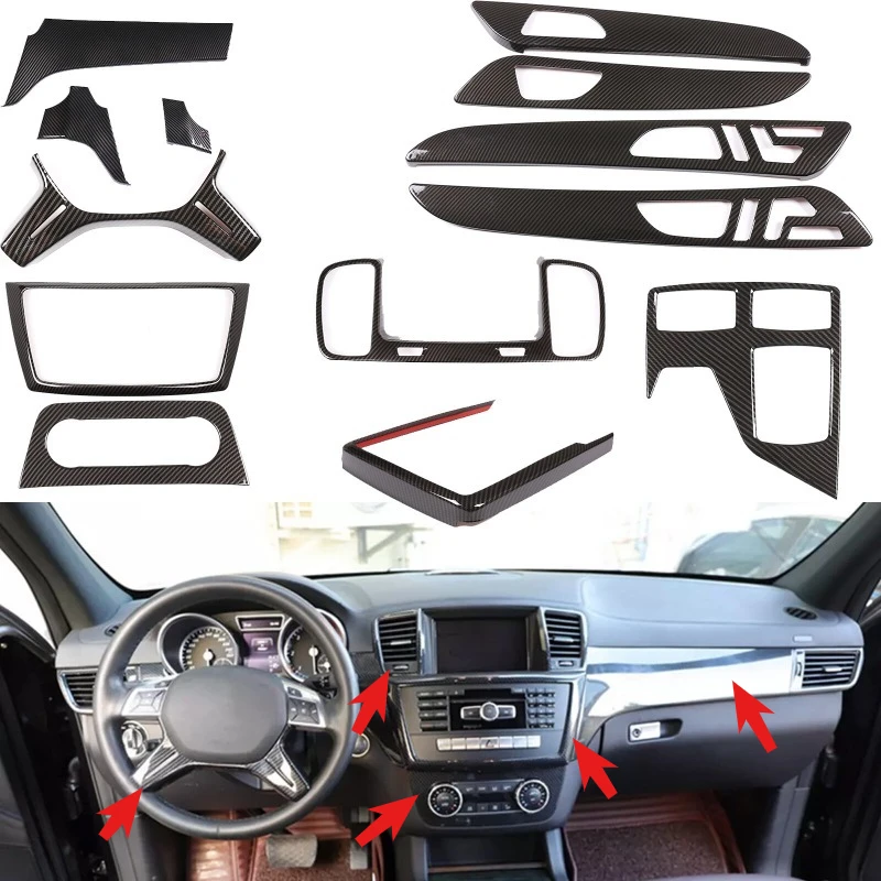 For Mercedes Benz ML W166 GL X166 GLE GLS 2013-2019 ABS Car Central Control Decorative Panel Trim Interior Kit Car Accessories