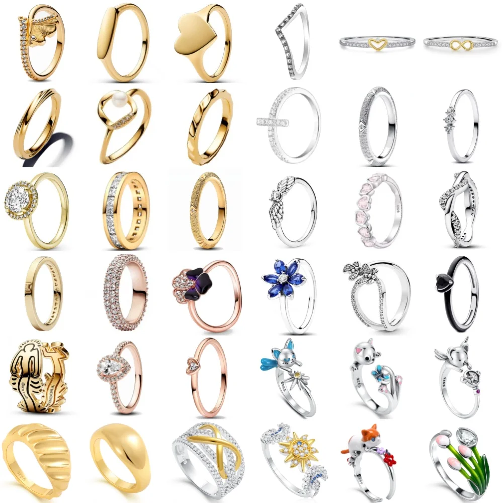 Hot Selling 925 Silver,Pearl,Heart-shaped,Flower shaped,Sun Moon Rings Suitable for European Women,Exquisite Charm Jewelry