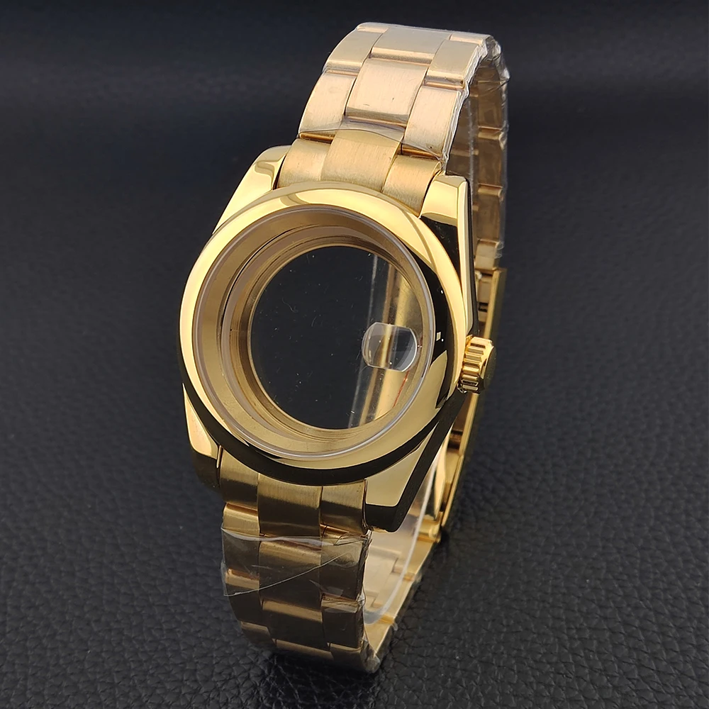 

36mm/39mm Watch Case Smooth Bezel nh35 Case Sapphire Glass Stainless Steel Fit nh35 nh36 nh38 Movements Waterproof Watch Parts