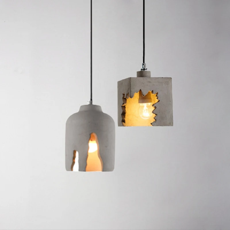 

Industrial Cement LED Pendant Light Loft Hotel Bar Vintage Hanging Lamp For Bedroom Bedside Aisle Hallway Suspension Chandelier