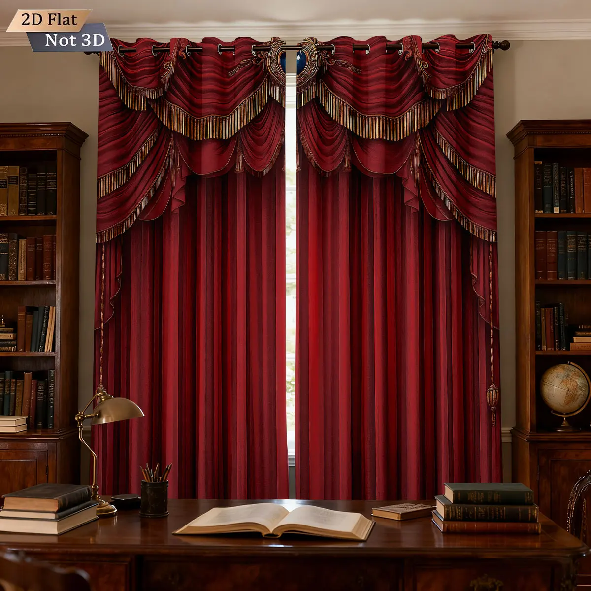 

2 шт. красные занавески с принтом, перфорированные плотные шторы, несколько размеров, изоляционное украшение для гостиной, спальни, простая установка