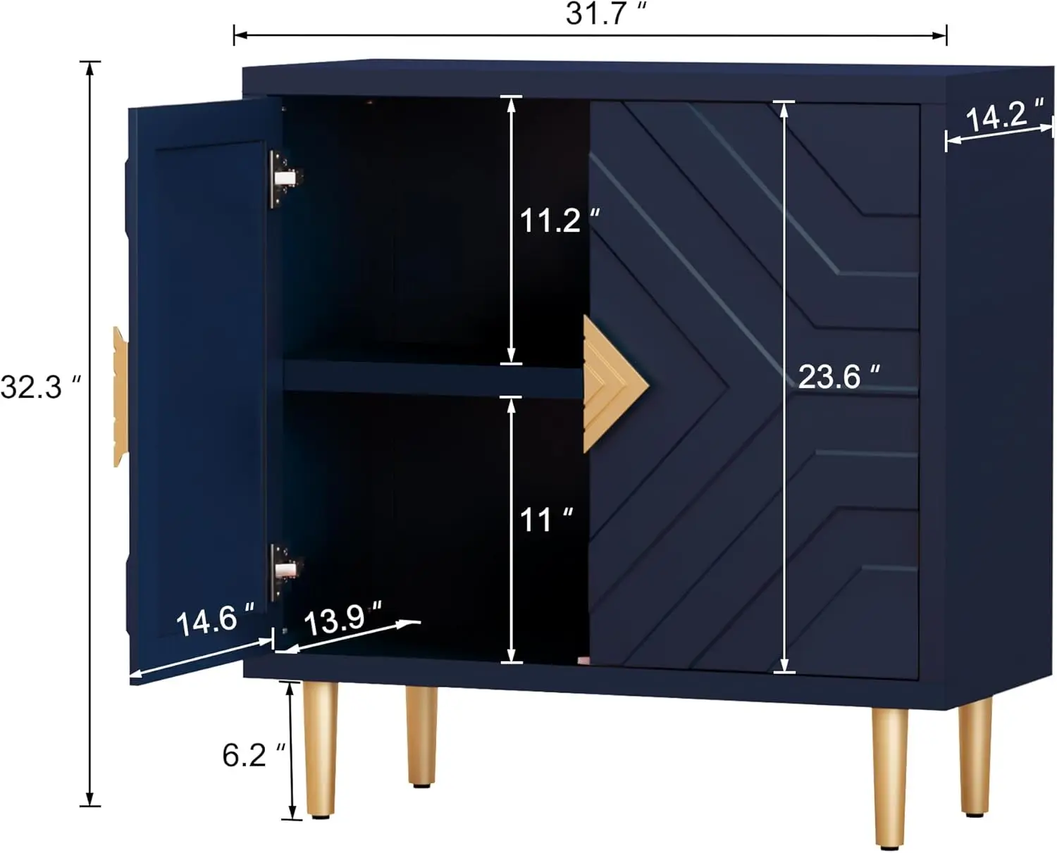 Sideboard Storage Cabinet with 2 Doors Accent Cabinet with Decorative Embossed Pattern Doors Sideboard Buffet Cabinet for Living