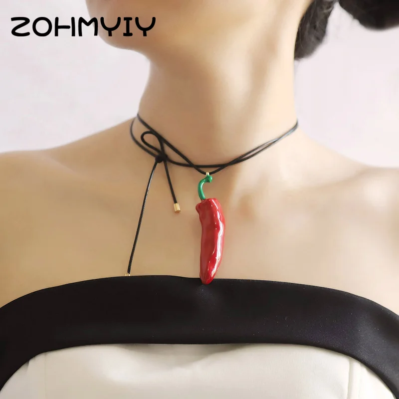 Collier Belle Rouge Créative pour Femmes et Bol, Longue Corde, Accessoires Bijoux, Cadeaux, Personnalité, Mode, Mignon